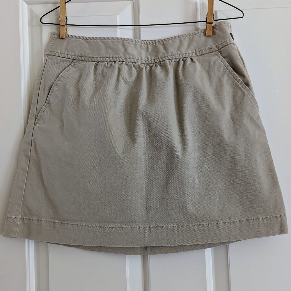 J. Crew khaki mini skirt pockets stretch cotton size 4